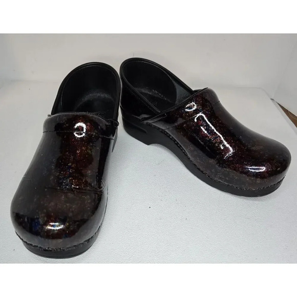 Dansko Women's Pro Multi Scribble Patent Leather Clogs Shoes Sz US 9.5-10 EU 40 - Picture 1 of 13